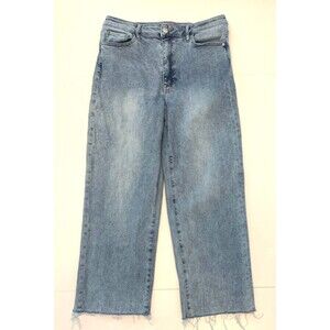 Guess Jeans Womens 31 High Rise Wide Leg Cropped Raw Hem Ankle Stretch Denim